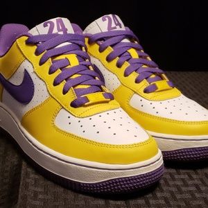 purple and yellow air force ones